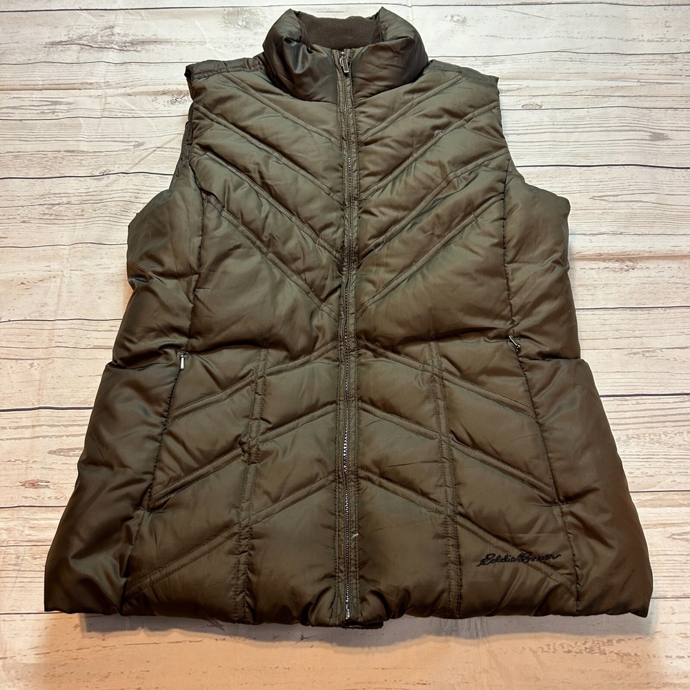 Eddie Bauer Premium Goose Down Vest Brown Puffer Women's Size Small‎